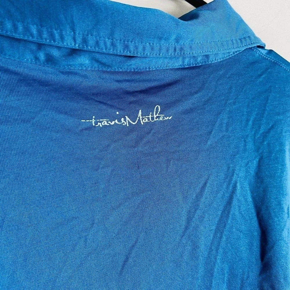 Travis Matthew Large Pima Cotton Blend Short Sleeve Polo Shirt Blue Color Block‎